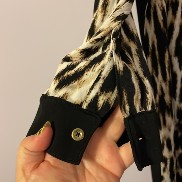 Chico’s Speckled Animal-Blocked Shirtdress Leopard Print Dress size 2 (L/12) - Picture 9 of 16